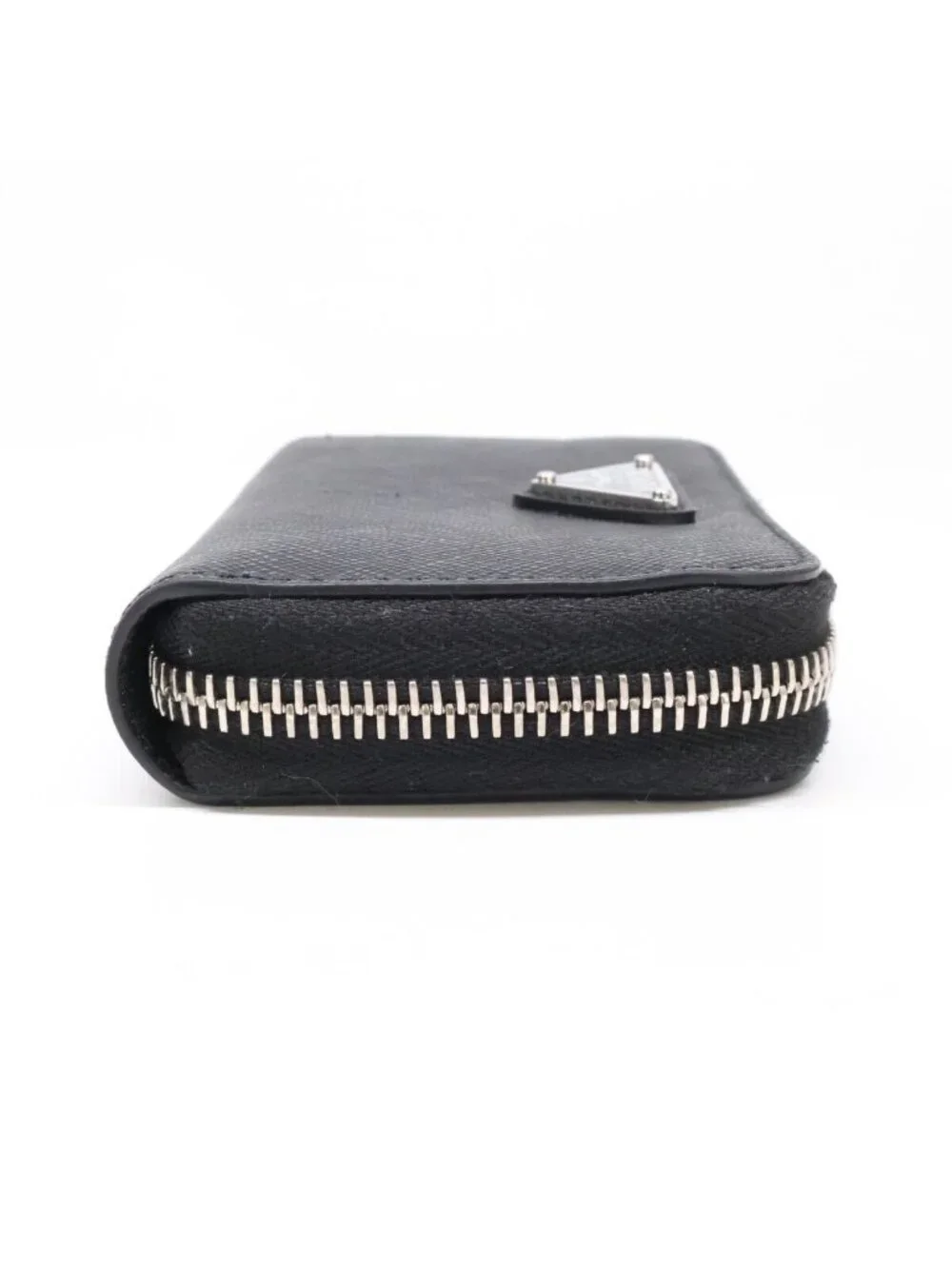 Prada 2 Triangle Coin Purse Black